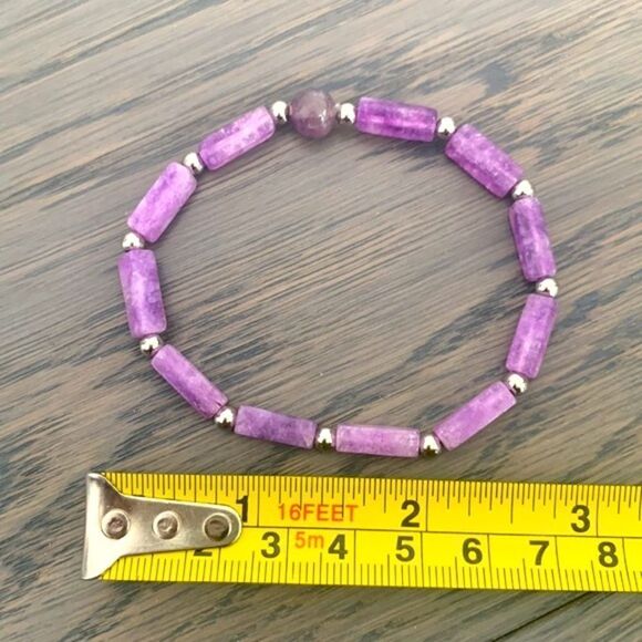 Men’s Amethyst Natural Stone Purple Healing Boho Stretch Meditation Bracelet NEW - Picture 7 of 9